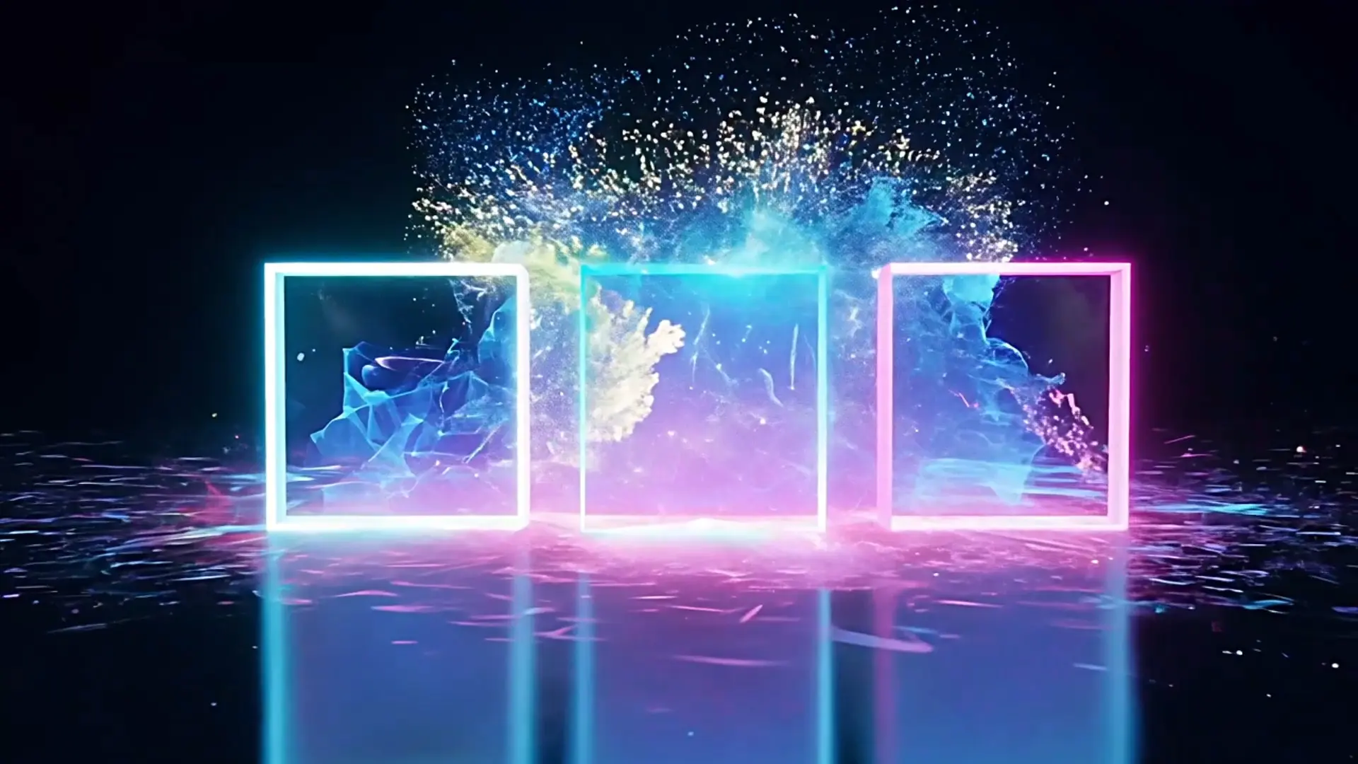 Vibrant Liquid Burst Inside Glowing Frames Background for Logo Animations